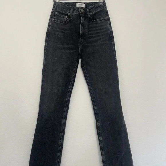 Agolde High Rise Straight Leg Jeans Womens Size 24 Black Vintage - Picture 2 of 12